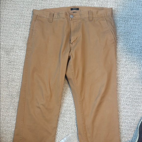 RVCA  Men's Weekend stretch chinos. Dark khaki- like new. 36/26.5 hemmed - Picture 1 of 6